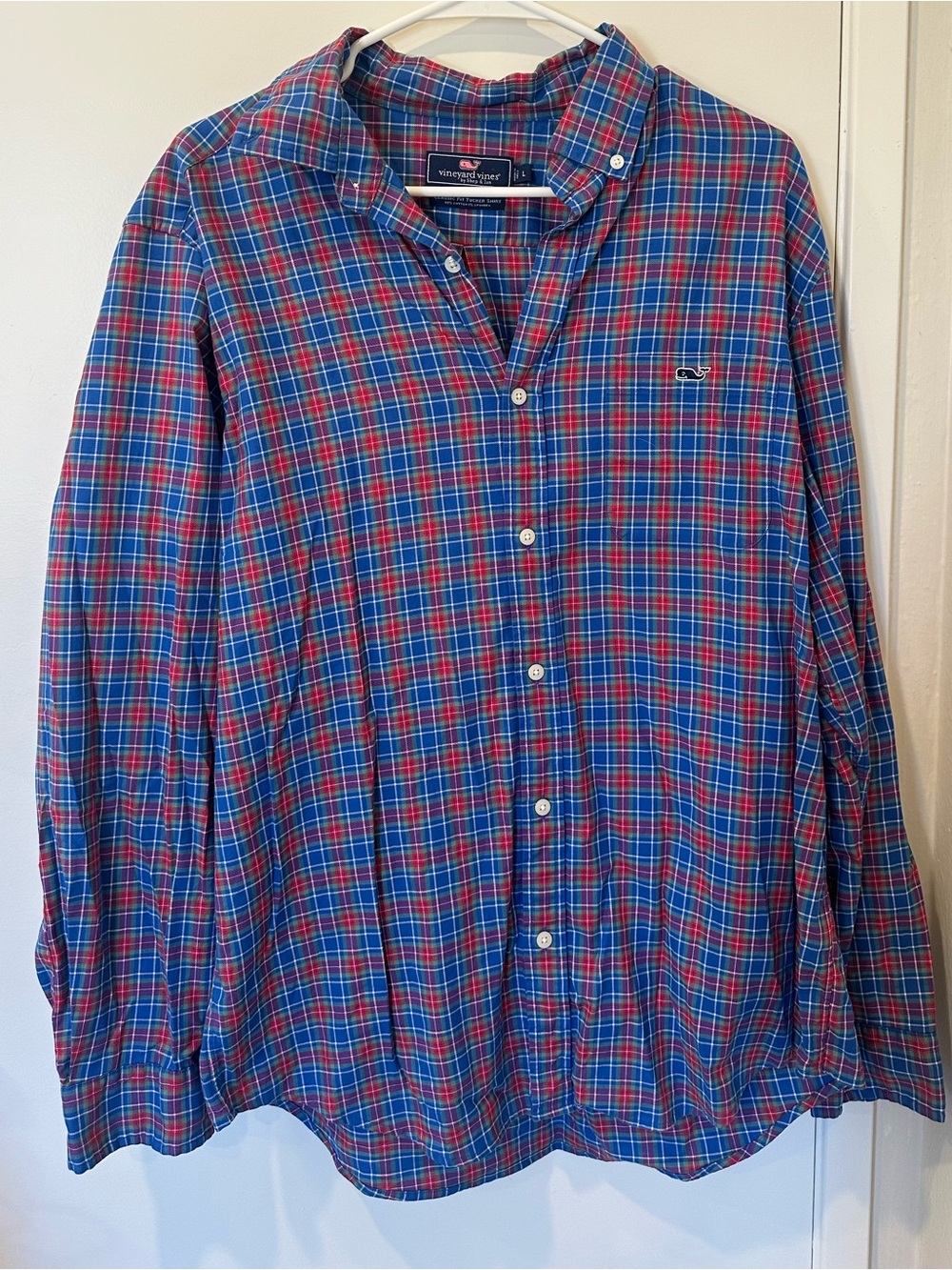 Vineyard Vines Red & Navy Blue Plaid Button-Down Shirt